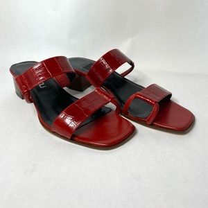 New Van Eli Red Croc heeled sandal slide